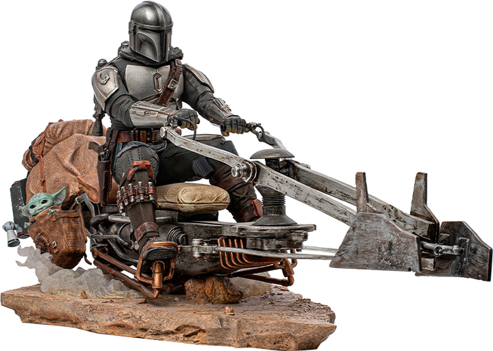 Figurka Iron Studios MANDALORIAN On Speederbike - Deluxe Art Scale 1/10 (Mandalorianin) 17.8 cm (0609963128402) - obraz 1