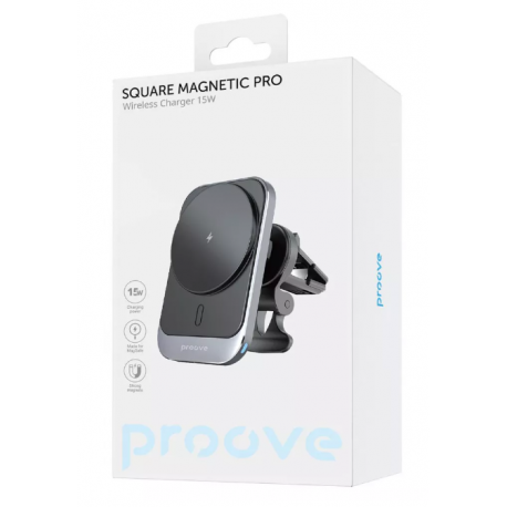 Автодержатель с БЗУ Proove Square Magnetic Pro 15W Metal Gray (WHSP15010004) - изображение 2