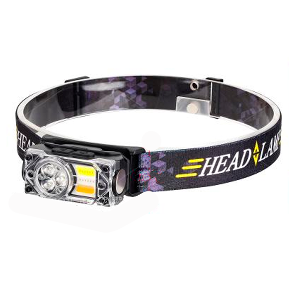 Налобный фонарь YY-19B, 3SMD+2COB, красный, желтый, белый, датчик движения, АКБ Li-Ion, магнит, ЗУ Type-C - зображення 3
