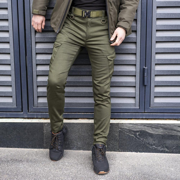 Чоловічі штани карго Pobedov Trousers Tactical бавовна на флісі хакі розмір L - зображення 1