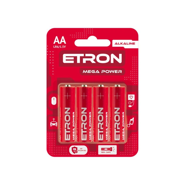 Батарейки ETRON Mega Power AA (LR6) 4 шт. - Фото 1 Батарейки ETRON Mega Power AA (LR6) 4 шт. - изображение 1