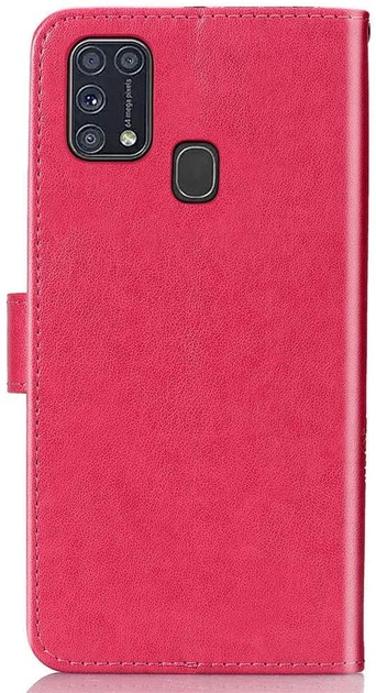 Чехол Clover для Samsung Galaxy M31 / M315 книжка с узором кожа PU малиновый - изображение 3