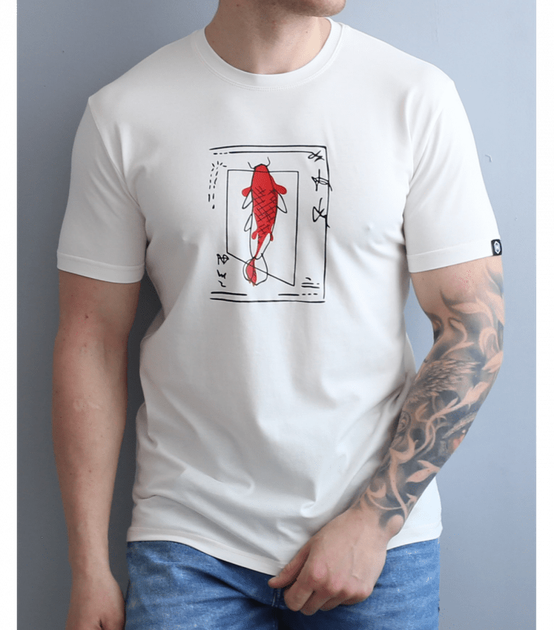 Футболка с стильным рисунком SHEATFISH - HECTOR - 40025 - XXL - Молочный - Фото 1 Футболка с стильным рисунком SHEATFISH - HECTOR - 40025 - XXL - Молочный - изображение 1