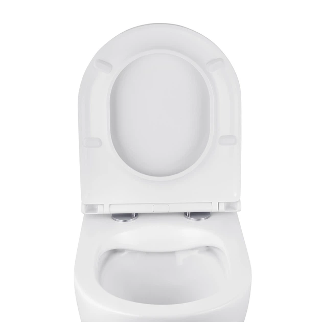 Унітаз підвісний безобідковий Kroner Harz WHI493736 RIMLESS з сидінням Slim Duroplast / Soft-close / Quick - изображение 6