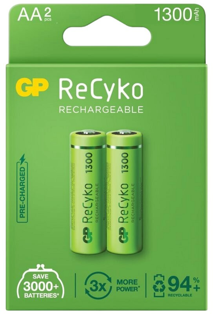 Akumulator GP ReCyko AA HR6 1300 mAh 1.2V 2 szt (4891199186493 - obraz 1