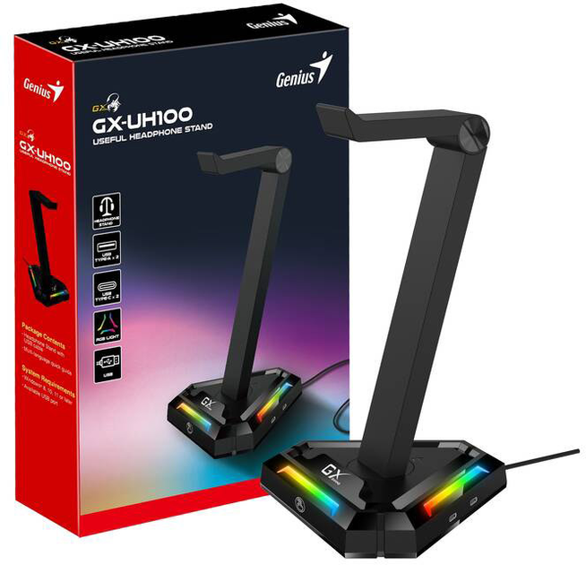Підставка для навушників Genius GX-UH100 Black (4710268260158) - зображення 6