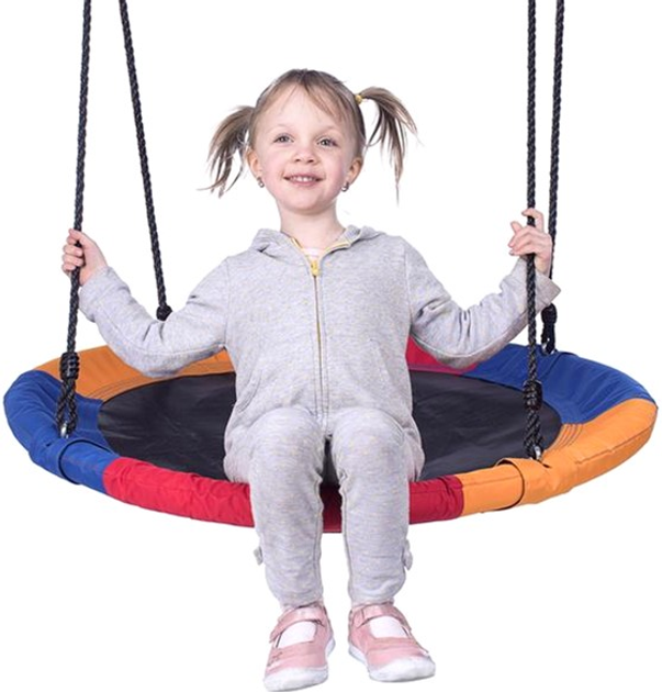 Huśtawka Nils NB5003 Bocianie gniazdo Niebieski Czerwony Pomarańczowy Śr. 90 cm (5907695542998) - obraz 7