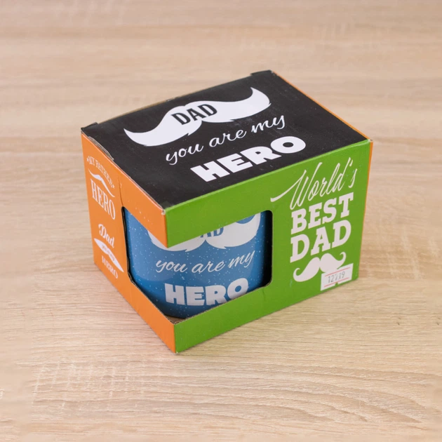 Кружка для папы Папа ты мой герой - Dad you're my hero 400 мл 12738 (голубой) 4643983 - изображение 3