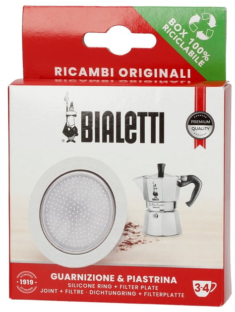 Набір Bialetti Ущільнювач + ситофільтр для гейзерних кавоварок на 3-4 кружки (1003000555) - зображення 1