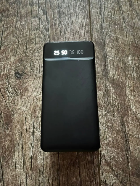Портативна зарядка зовнішній переносний акумулятор Power bank 30000 mAh 2 USB Micro-USB Type-C (477680-Prob) Чорна - зображення 2