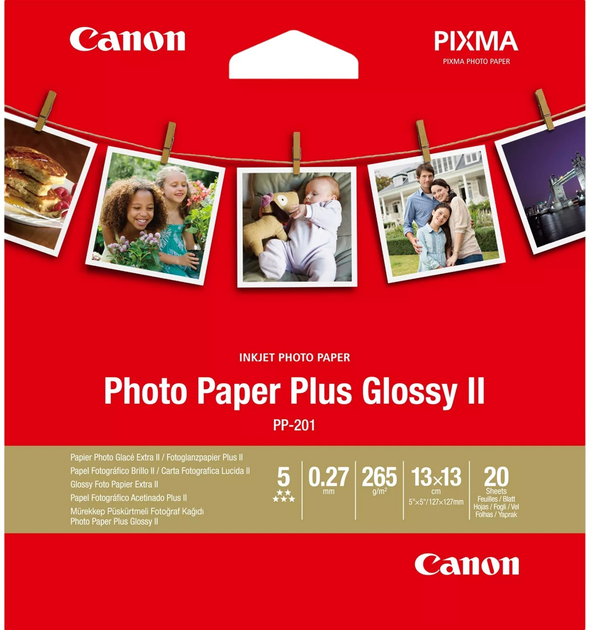 Papier fotograficzny Canon Photo Paper Plus Glossy 2 PP-201 Błyszczący 130x130 mm 265 g/m² 20 arkuszy (2311B060) - obraz 1