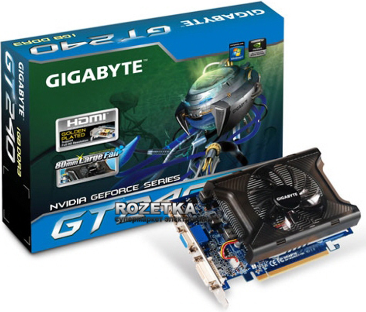 Видеокарта Gigabyte PCI-Ex GeForce GT 240 1024MB GDDR3 (128bit) (600/ ...