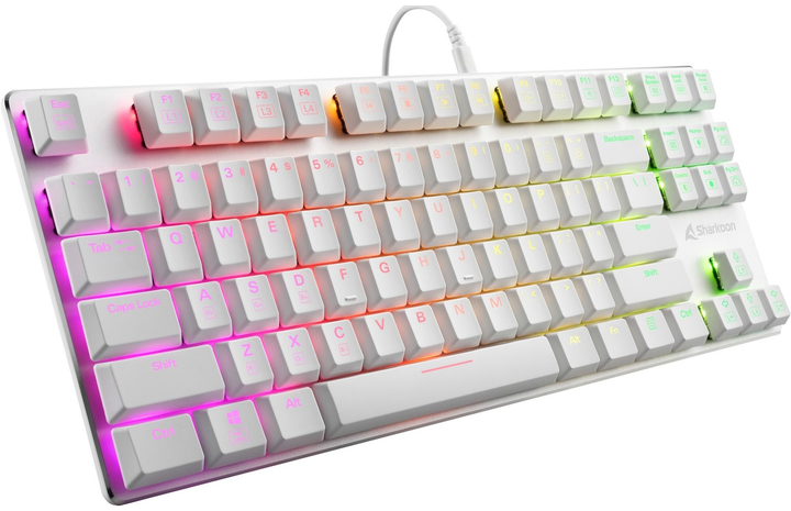 Клавіатура дротова Sharkoon PureWriter TKL RGB Kailh Blue USB White (4044951034291) - зображення 2