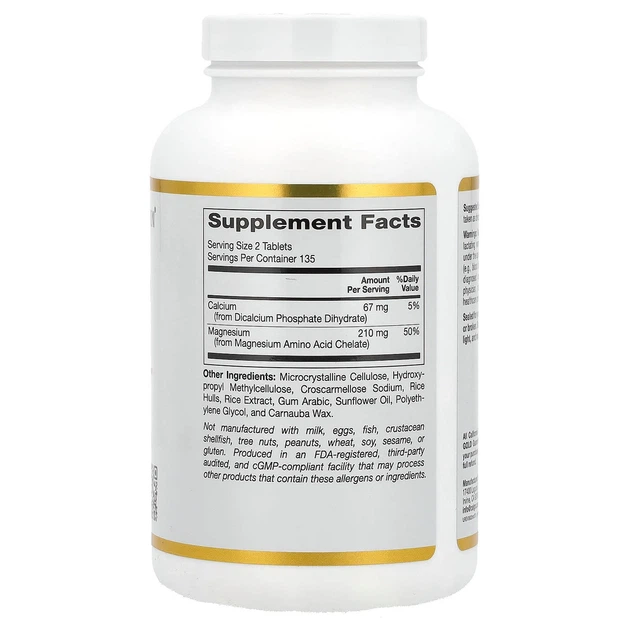 Магний хелат 105 мг California Gold Nutrition Magnesium Chelate для здоровья сердца и нервной системы 270 табл - изображение 2