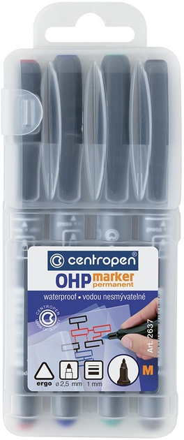 Zestaw markerów Centropen Ohp Marker Permanent 1 mm 4 szt (8595013611876) - obraz 1