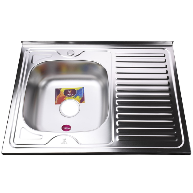 Мийка кухонна Mira накладна прямокутна 800х600х180 Satin Left MR 8060 L ...