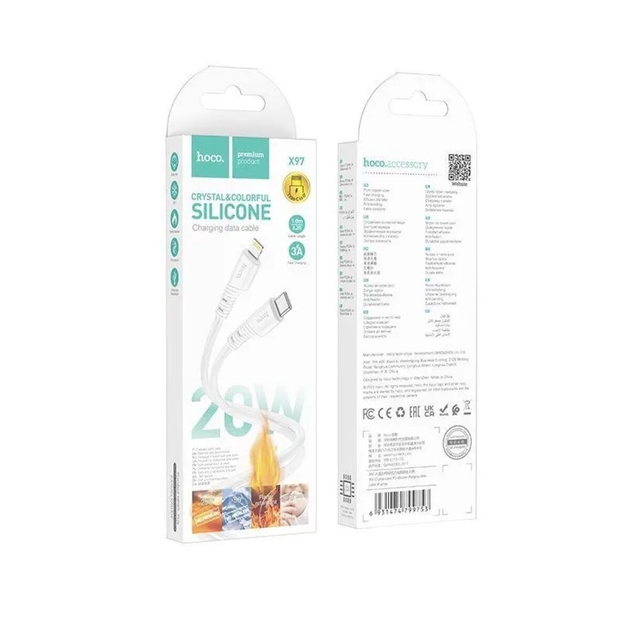 Кабель HOCO X97 Crystal color silicone charging data cable iP white (6931474799791) - Фото 2 Кабель HOCO X97 Crystal color silicone charging data cable iP white (6931474799791) - изображение 2