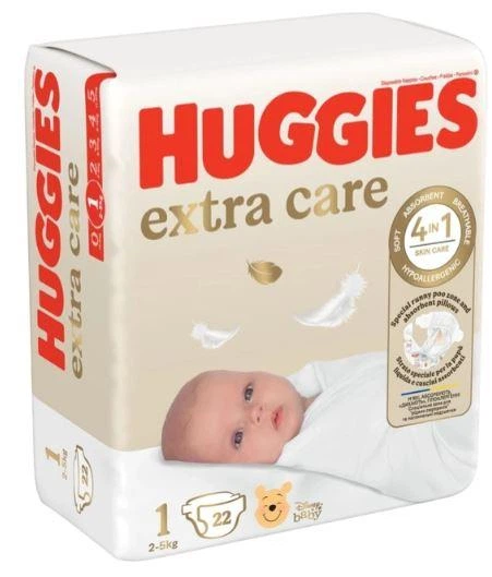 Подгузники Huggies Extra Care 1 2-5 кг 22 шт - Фото 1 Подгузники Huggies Extra Care 1 2-5 кг 22 шт - изображение 1