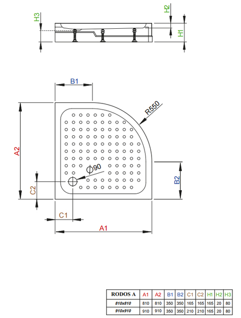 Душовий піддон RADAWAY RODOS A 80 4P88155-03 - зображення 3