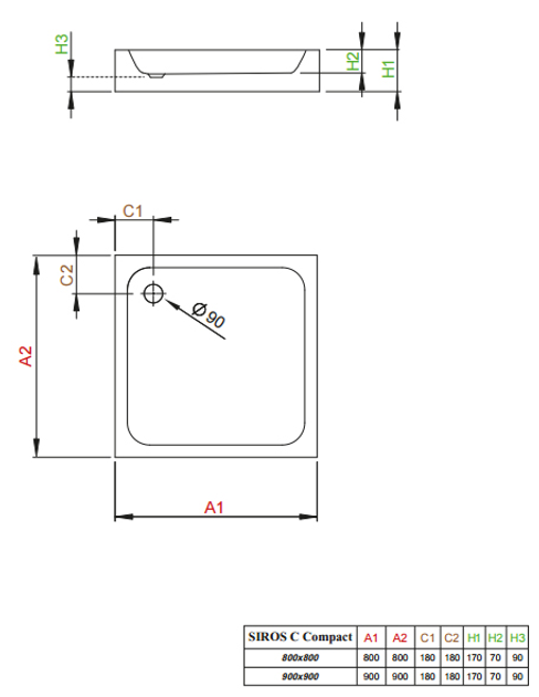 Душовий піддон RADAWAY SIROS C 90 Compact SBC9917-2 - зображення 3