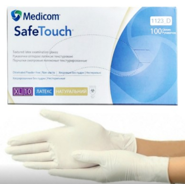 Латексні текстуровані неприпудрені рукавички Medicom SafeTouch Connect XL (9-10) - зображення 1