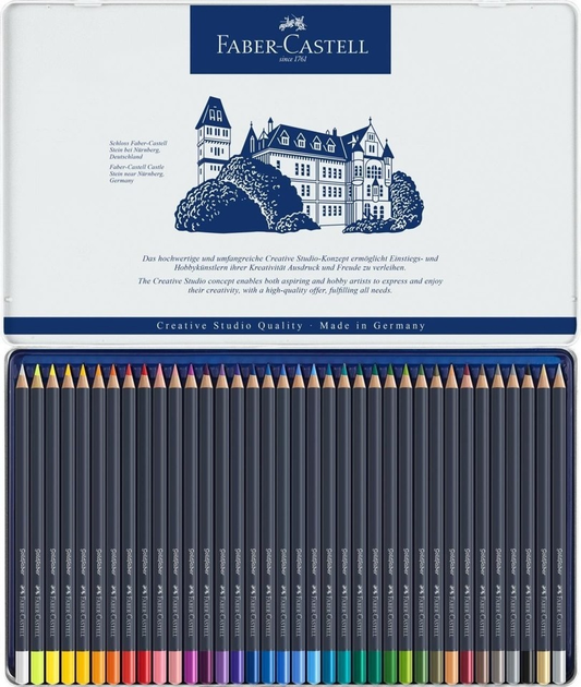 Кольорові олівці Faber-Castell Goldfaber 36 кольорів у металевому пеналі (4005401147367) - зображення 2