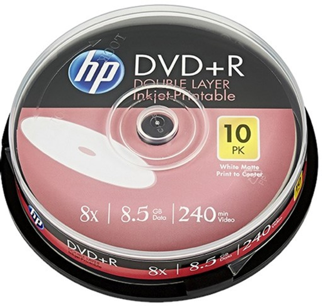 Płyta optyczna HP DVD+R DL Double Layer Inkjet Printable 8.5 Gb 8X 10 szt (4710212142639) - obraz 1