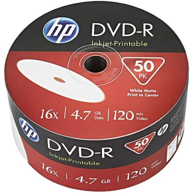 Диск HP DVD-R Inkjet Printable 4.7 Гб 16X 50 шт (4710212142011) - зображення 1