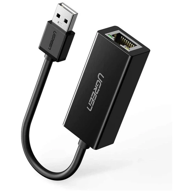 Мережевий адаптер UGREEN CR110 USB 2.0 10/100Mbps Ethernet Adapter Black (20254) - зображення 2