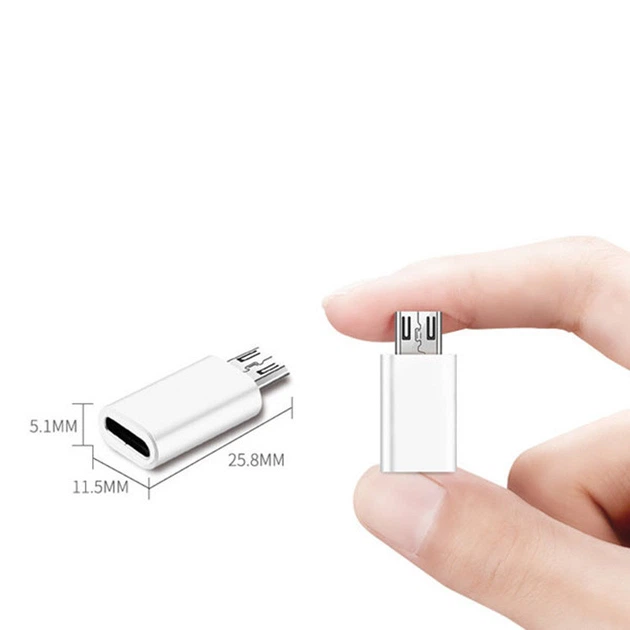 Адаптер перехідник Type-C - Micro USB White - изображение 5