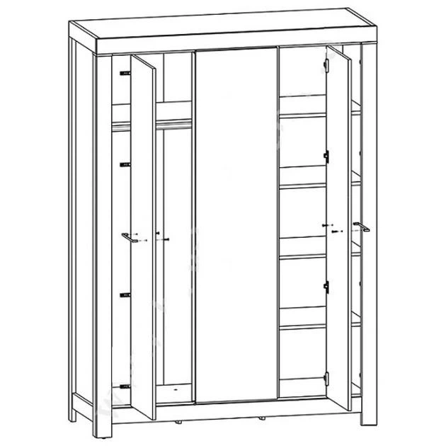 Шкаф трехдверный платяной с зеркалом Герман BRW (Black Red White) SZF2D1L/22/17 Дуб стирлинг 167х56х220 см - изображение 3