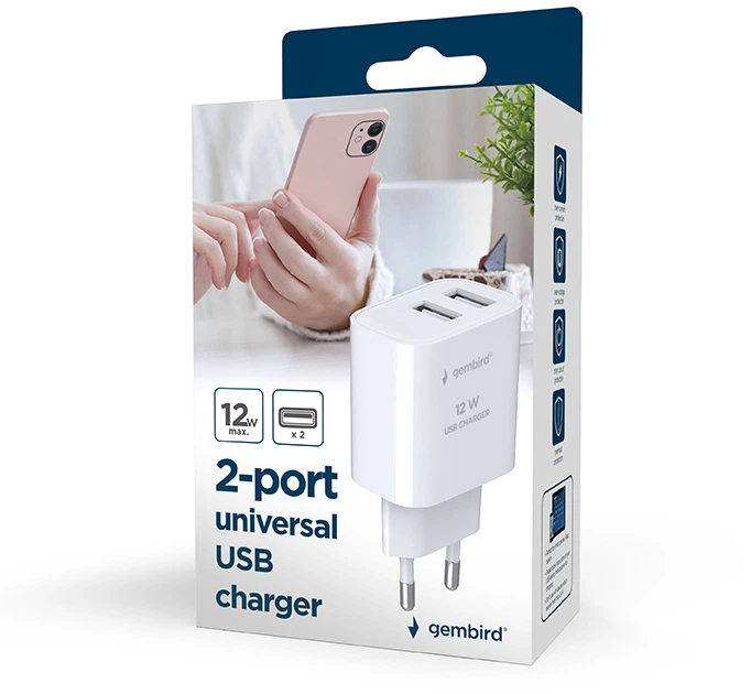 Мережевий зарядний пристрій Gembird 12W 2 х USB (TA-UC-2A12-01) - зображення 6