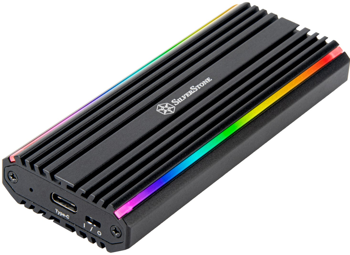 Kieszeń zewnętrzna SilverStone MS13 USB-C 3.2 Gen2 10Gbps NVMe / SATA M.2 RGB Black (SST-MS13) - obraz 1