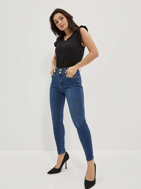 Jeansy skinny damskie z wysokim stanem Moodo L-JE-4023 S Granatowe (5904152378060) - obraz 3