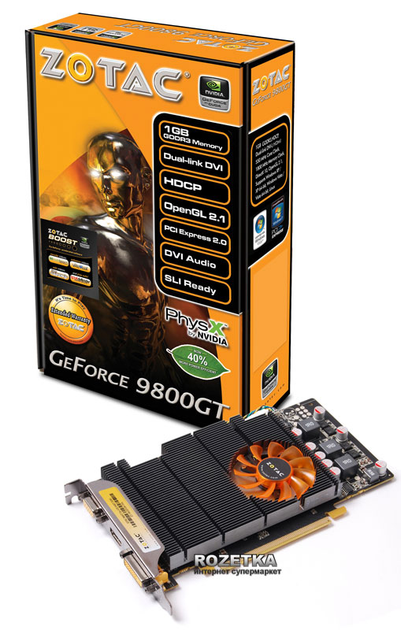 Видеокарта Zotac PCI-Ex GeForce 9800 GT 1024MB GDDR3 (256bit) (550/1800)  (DVI, VGA, HDMI) (ZT-98GEY3M-FSL)