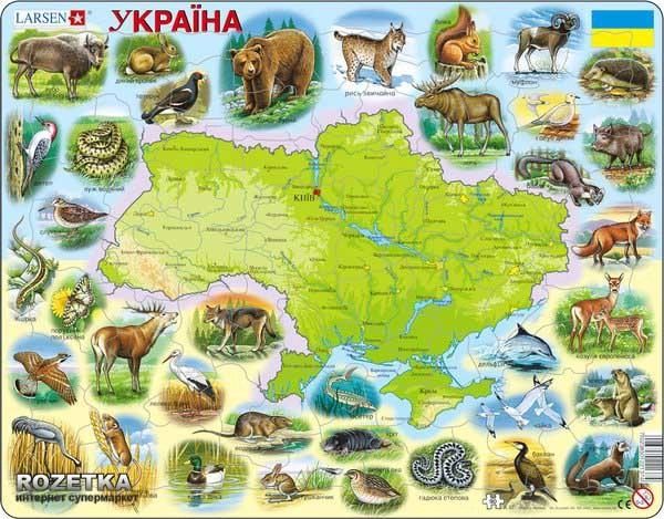 Пазл Larsen Карта Украины Животный мир (K37) 