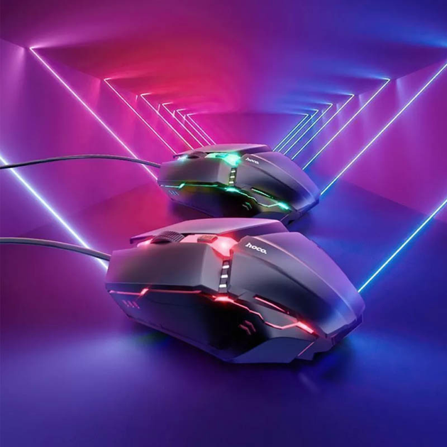 Ігрова клавіатура та мишка Hoco GM18 Luminous Набір дротовий для комп'ютера с RGB підсвіткою - зображення 5