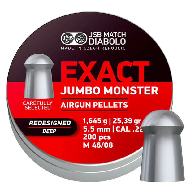 Кулі для пневматики JSB Diabolo Exact Jumbo Monster Redesigned DEEP (5,5 мм, 1,645 г, 200 шт) - зображення 1