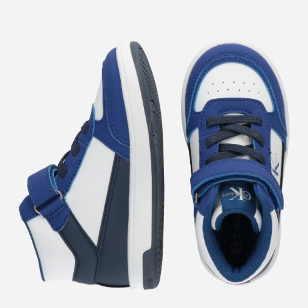 Дитячі високі кросівки для хлопчика Calvin Klein Jeans Low Cut Lace-up V1X9-81049-1355B054 27 Білий/Блакитний (8052578646304) - зображення 4