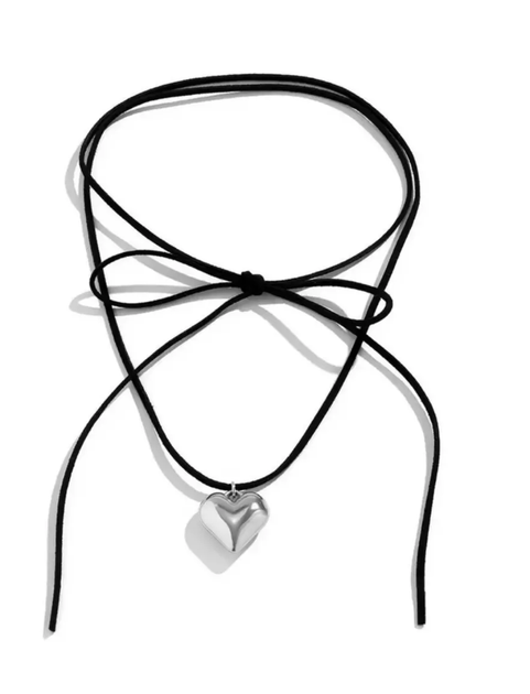 Чокер на шею с большим серебристым серцем замшевый черный Fashion Jewelry (SVS) - Фото 2 Чокер на шею с большим серебристым серцем замшевый черный Fashion Jewelry (SVS) - изображение 2