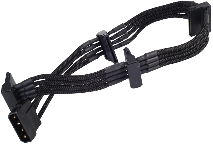 Кабель SilverStone PP07-BTSB 4Pin Molex > 4x SATA 0.32 м Black (SST-PP07-BTSB) - зображення 2