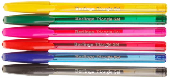 Zestaw długopisów żelowych Berlingo Triangle Gel 0.5 mm 6 szt (4260107498919) - obraz 2