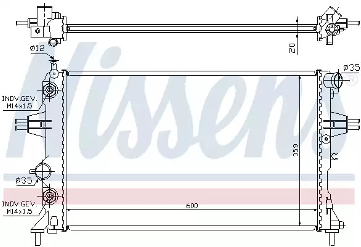 Радіатор охолодження двигуна VAUXHALL ASTRA, OPEL ASTRA, NISSENS (632461) - зображення 1