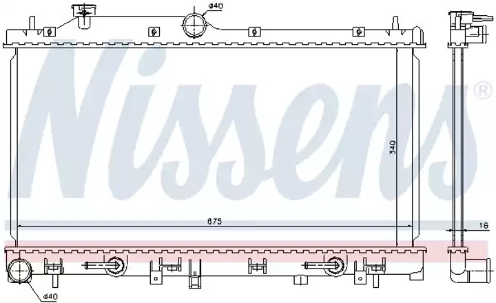 Радіатор охолодження двигуна SUBARU LEGACY, NISSENS (67720) - зображення 1