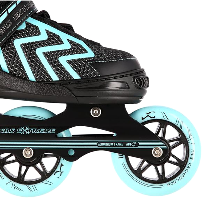 Rolki Nils Extreme Czarno-Turkusowe L 39-42 (5907695599244) - obraz 4