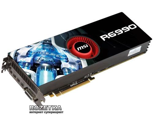 MSI PCI-Ex Radeon HD6990 4096MB GDDR5 (256bit) (830/5000) (DVI, 4x miniDisplayPort) (R6990-4PD4GD5) - изображение 1