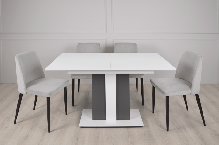 Стол обеденный Clasic 140(180)x80 Белая Аляска / Антрацит Intarsio - Фото 5 Стол обеденный Clasic 140(180)x80 Белая Аляска / Антрацит Intarsio - изображение 5