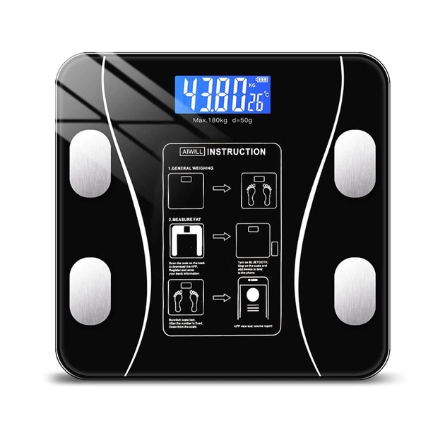 Смарт-весы Smart Scale Bluetooth Black умные напольные фитнеc весы 180 кг - изображение 5