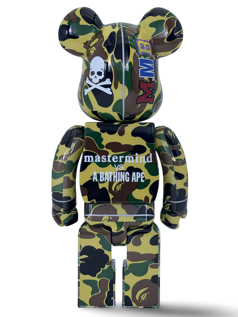Статуетка Bearbrick x BAPE Mastermind Green Camo 400% 28 см Medicom Toy Камуфляжна Акула. - зображення 10