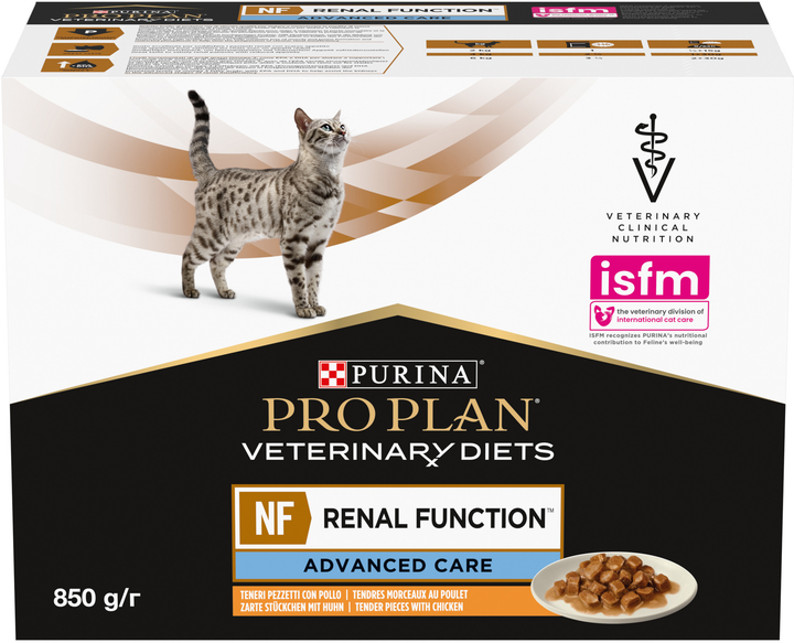 Упакування вологого корму для котів Purina Pro Plan Veterinary Diets NF Renal Function Advanced Care з куркою 10 х 85 г (7613287873644) - зображення 5
